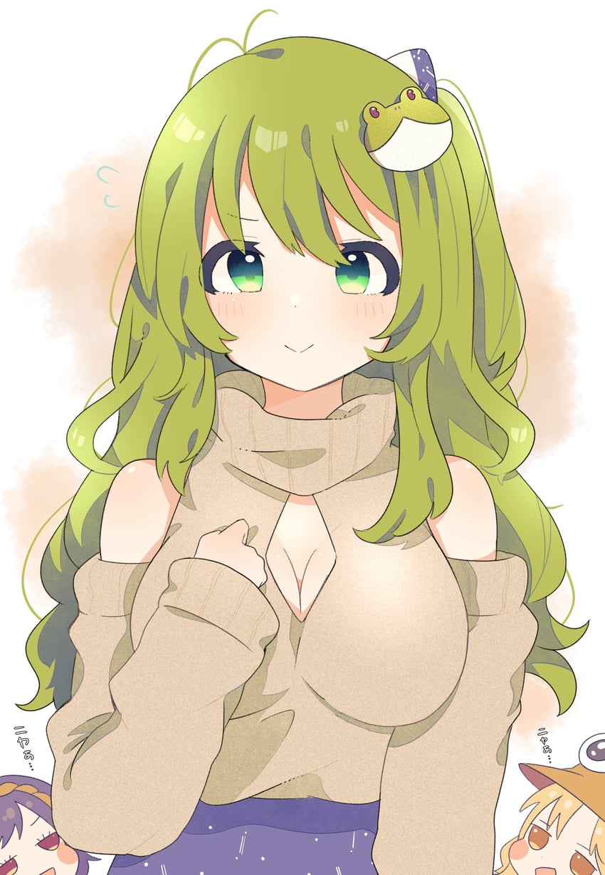 kochiya sanae, moriya suwako, and yasaka kanako (touhou) drawn by necono_(nyu6poko)