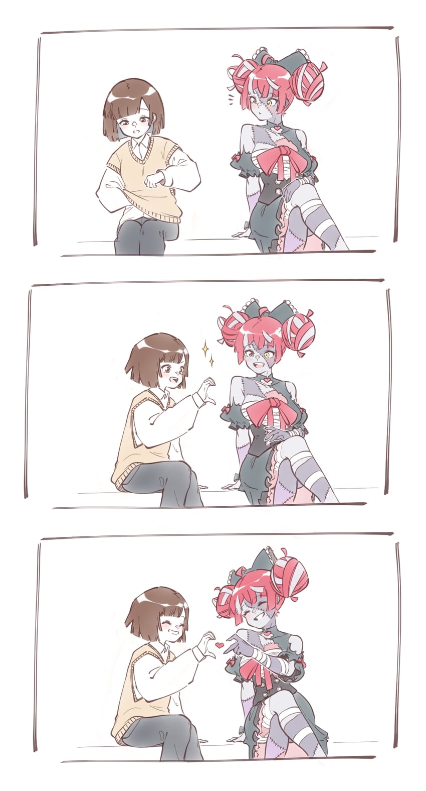 kureiji ollie and tama gotoh (original and 2 more) drawn by yoruny