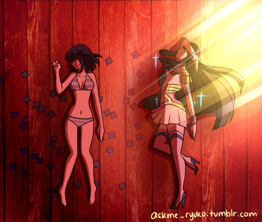 matoi ryuuko, kiryuuin satsuki, and junketsu (kill la kill) drawn by raechelpapaya