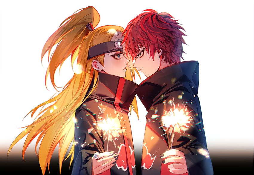 deidara and sasori (naruto and 1 more) drawn by baocaizi
