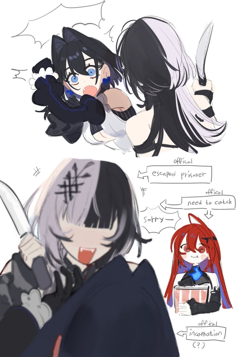 ouro kronii, shiori novella, and elizabeth rose bloodflame (hololive and 1 more) drawn by eus_ing