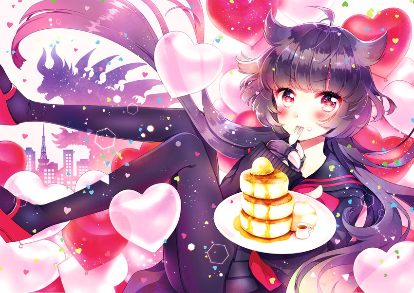 akaishi kuroe and harugon (otome kaijuu carameliser) drawn by naki_ringo