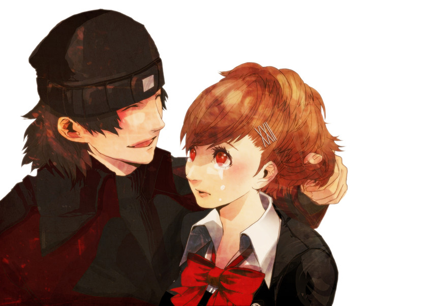 shiomi kotone and aragaki shinjirou (persona and 2 more) drawn by fuchisakirui