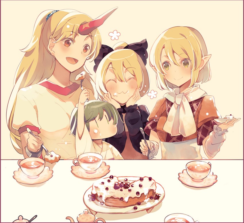 mizuhashi parsee, hoshiguma yuugi, kurodani yamame, and kisume (touhou) drawn by atoki