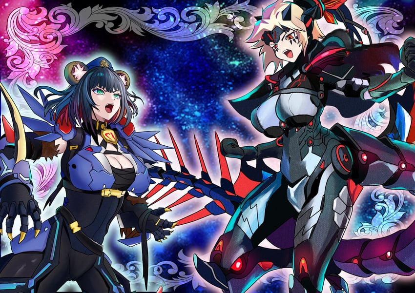 dinomorphia kentregina, k9 - #17 izuna, and k9 - #17 "ripper" (yu-gi-oh!) drawn by xzon_(chai_z)