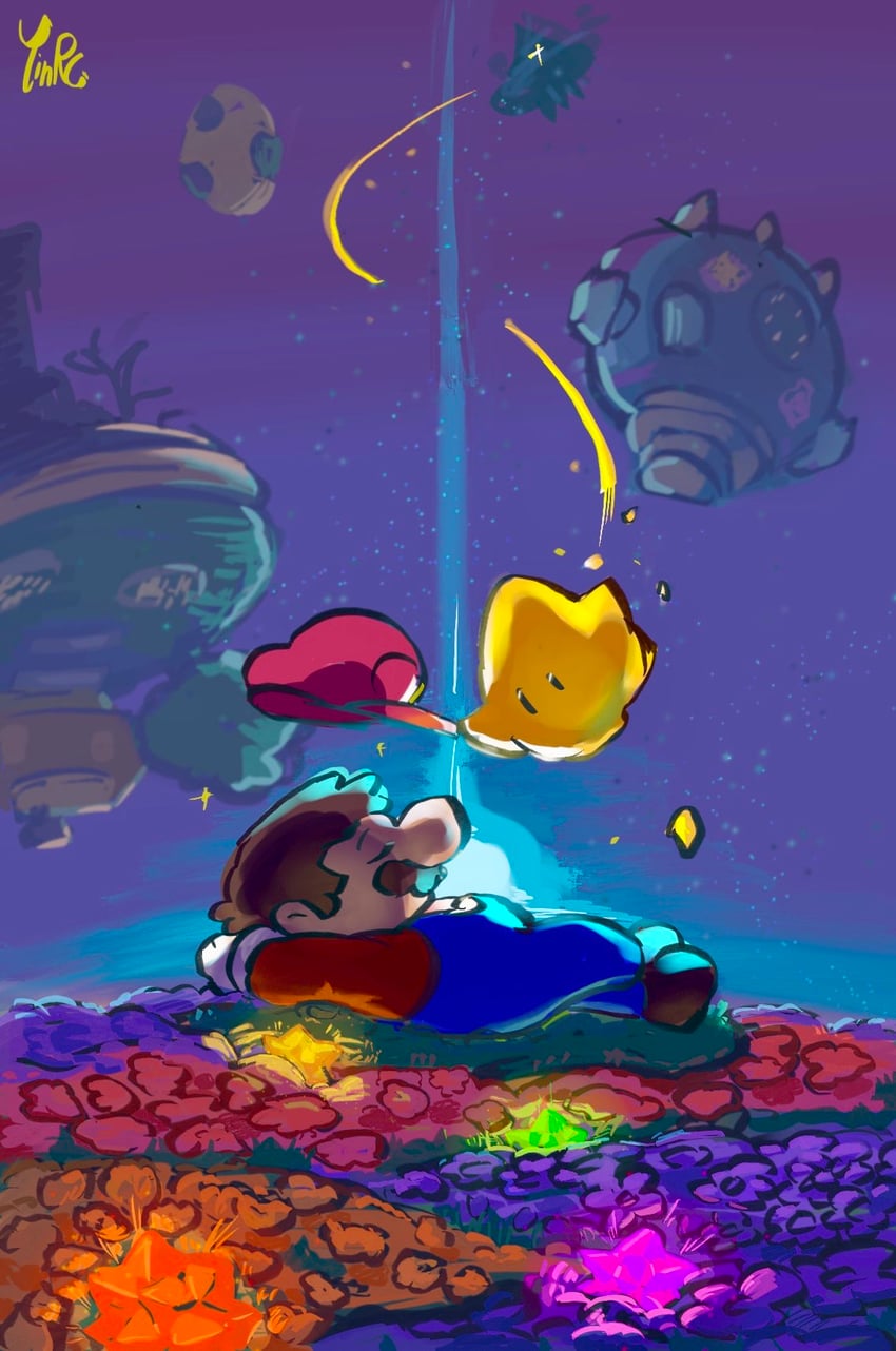 mario and luma (mario and 1 more) drawn by yinrc520