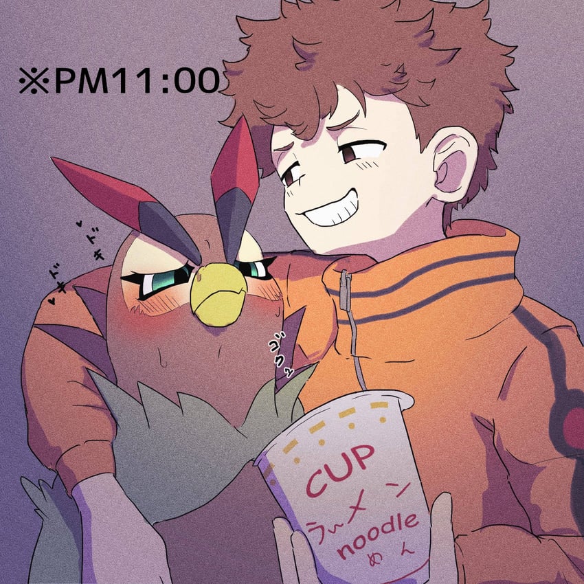 falcomon and hinata minoru (digimon and 1 more) drawn by mofumi_corvus