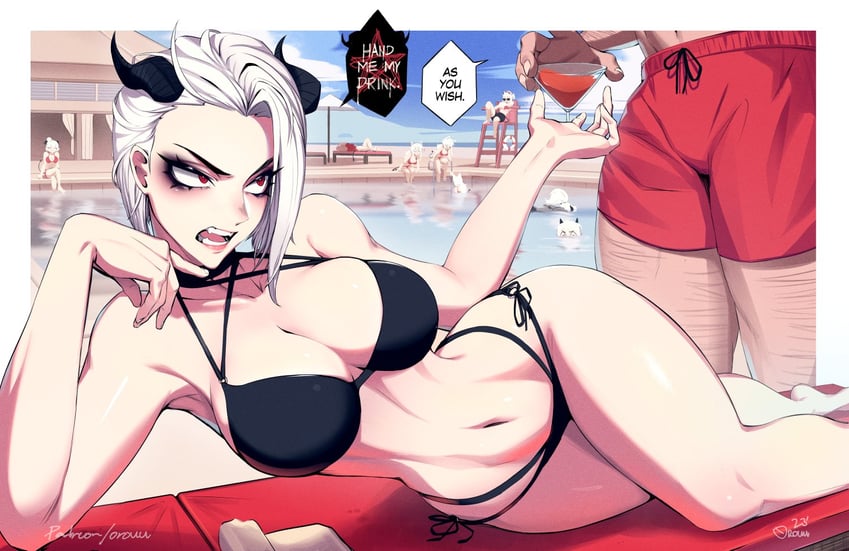 modeus, justice, helltaker, cerberus, judgement, and 3 more (original and 1 more) drawn by orouu