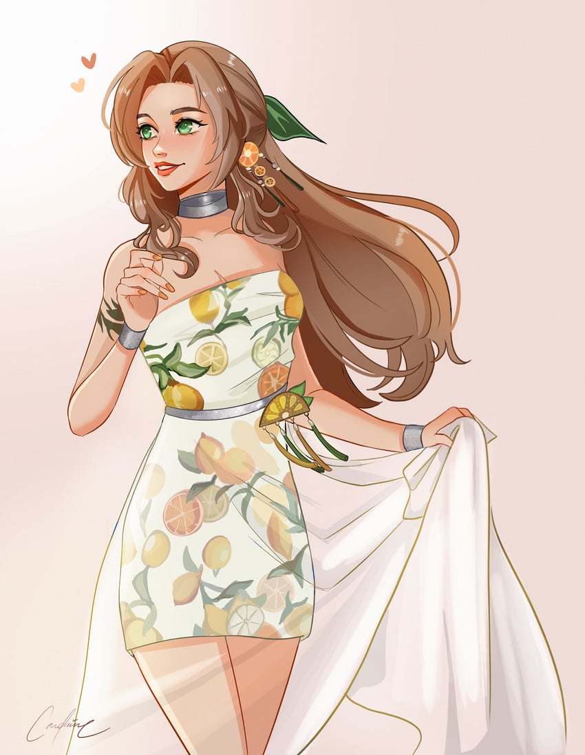 aerith gainsborough (final fantasy and 2 more) drawn by casdainee