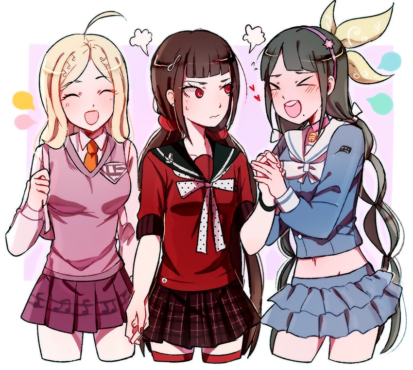 akamatsu kaede, harukawa maki, and chabashira tenko (danganronpa and 1 more) drawn by huyandere