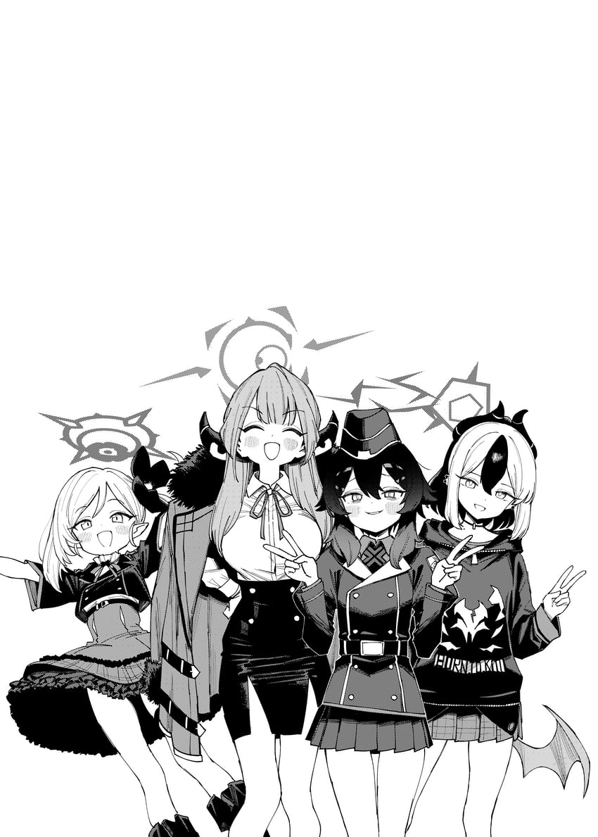 kayoko, aru, mutsuki, and haruka (blue archive) drawn by shigatsu_shizuki
