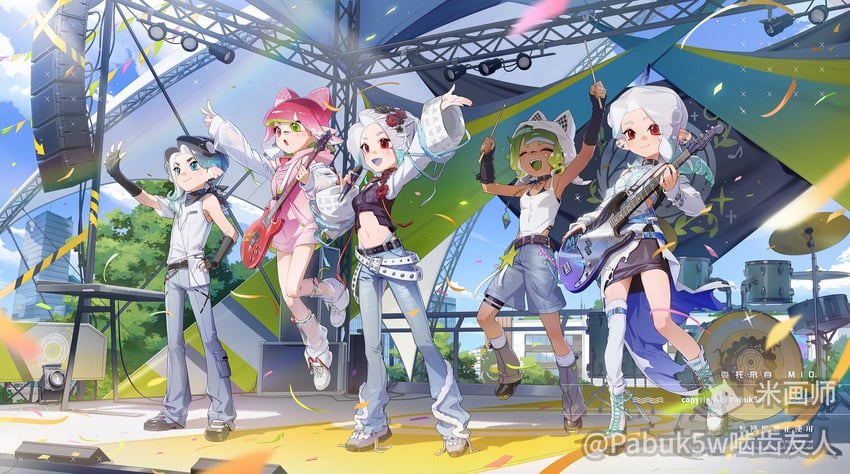 inkling player character, inkling girl, octoling player character, octoling girl, and octoling boy (splatoon) drawn by pabuk5w