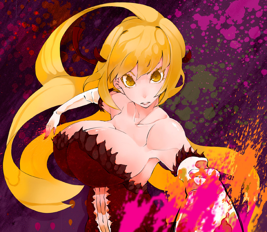 oshino shinobu and kiss-shot acerola-orion heart-under-blade (monogatari and 1 more) drawn by aco_(koaya_ako)