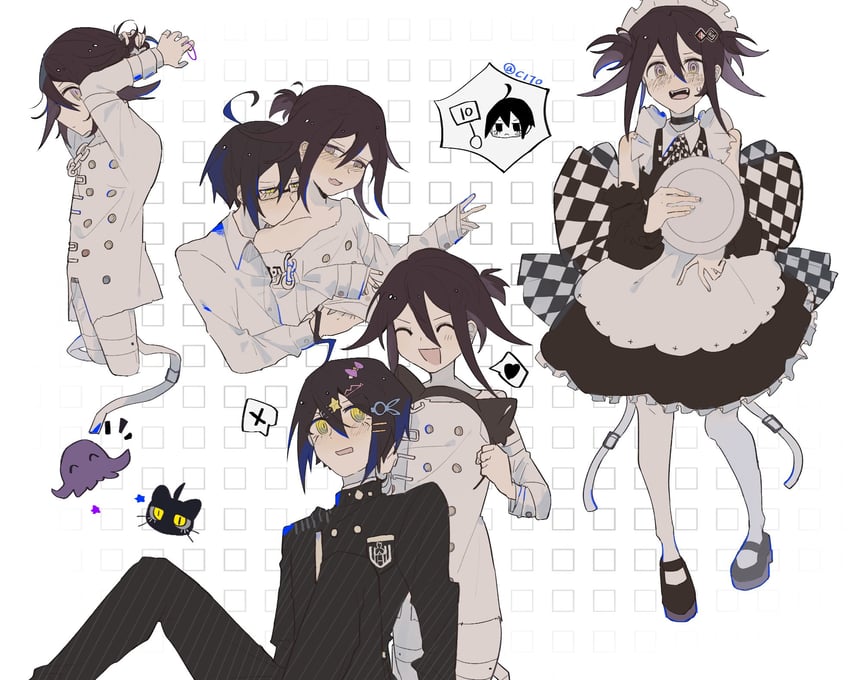 oma kokichi and saihara shuichi (danganronpa and 1 more) drawn by cha_c170