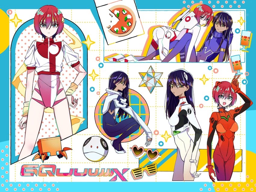 souryuu asuka langley, ayanami rei, amate yuzuriha, haro, nyaan, and 1 more (gundam and 6 more) drawn by tuukounin1