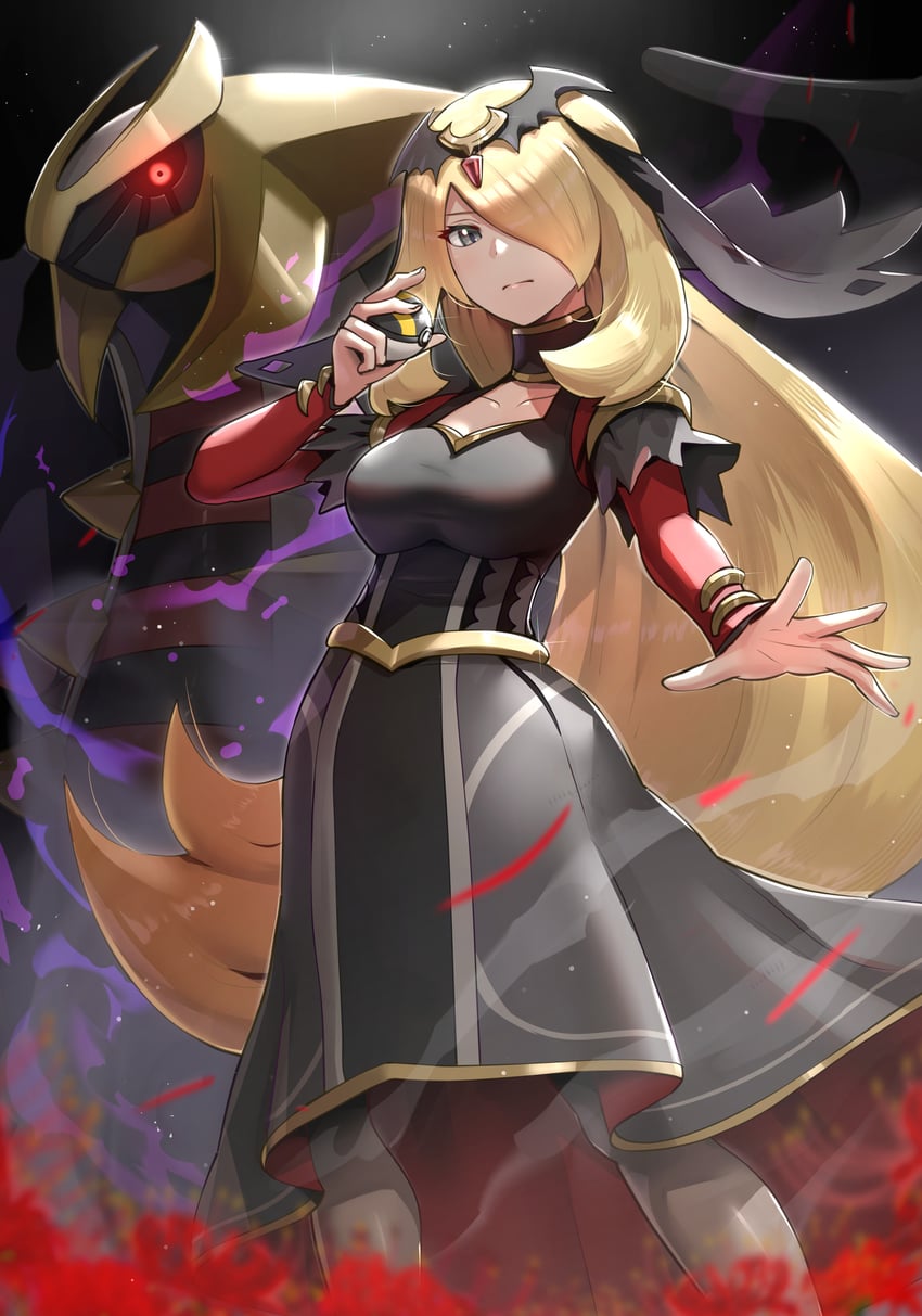 cynthia and giratina (pokemon and 1 more) drawn by gonzarez