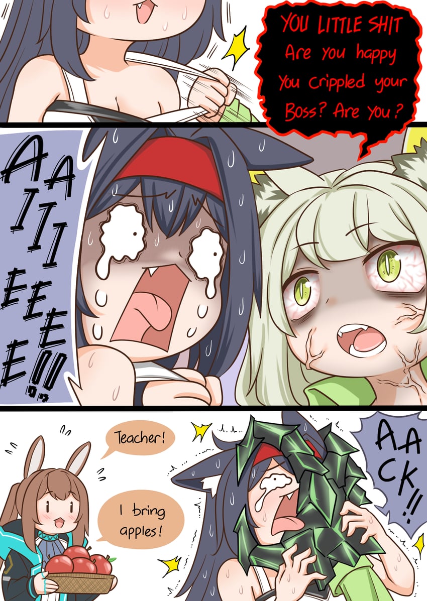 amiya, kal'tsit, blaze, and mon3tr (arknights and 1 more) drawn by guin_guin