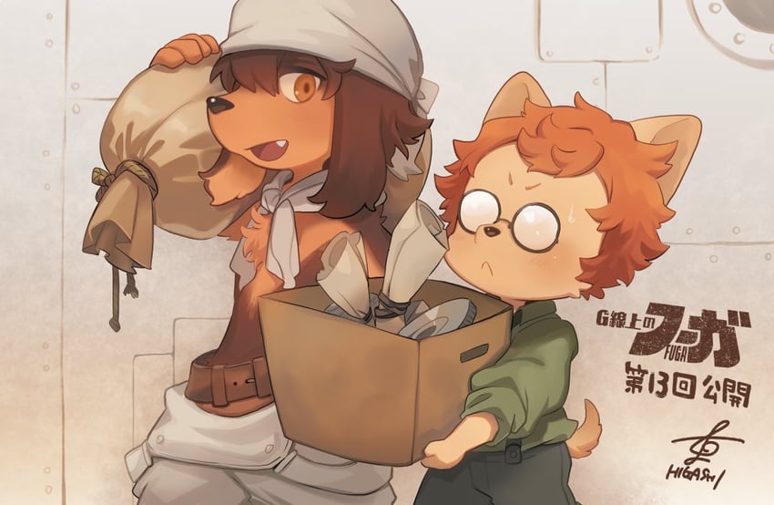 jin macchiato and socks million (little tail bronx and 1 more) drawn by higashi_cc2