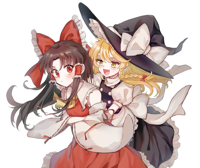 hakurei reimu and kirisame marisa (touhou) drawn by mirei_(miirei)