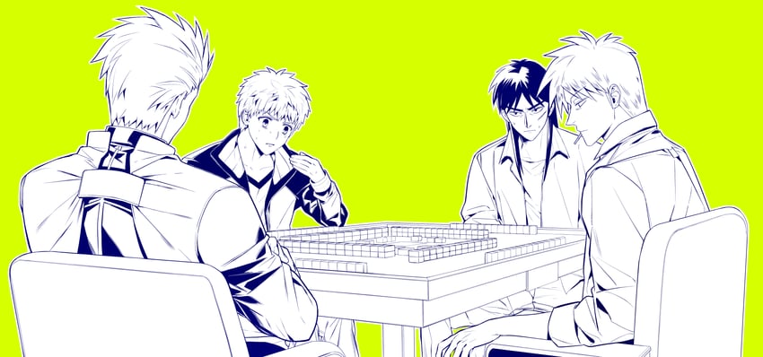 emiya shirou, archer, itou kaiji, and akagi shigeru (fate and 4 more) drawn by yoshida_(simanagashi)