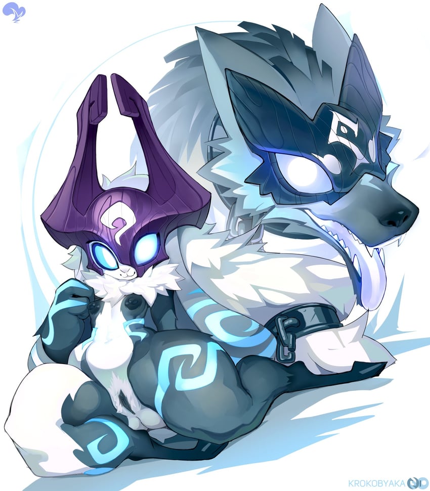 midna, kindred, lamb, and wolf (the legend of zelda and 2 more) drawn by krokobyaka