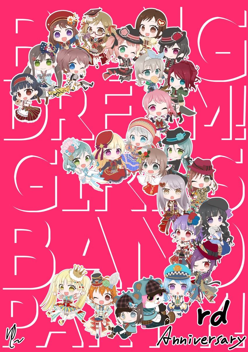 hikawa sayo, hikawa hina, mitake ran, tsurumaki kokoro, maruyama aya, and 22 more (bang dream!) drawn by yuni_she