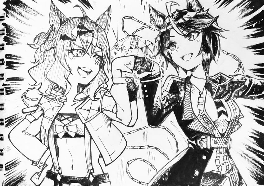jungle pocket and fuji kiseki (umamusume and 1 more) drawn by tsunemi_aosa