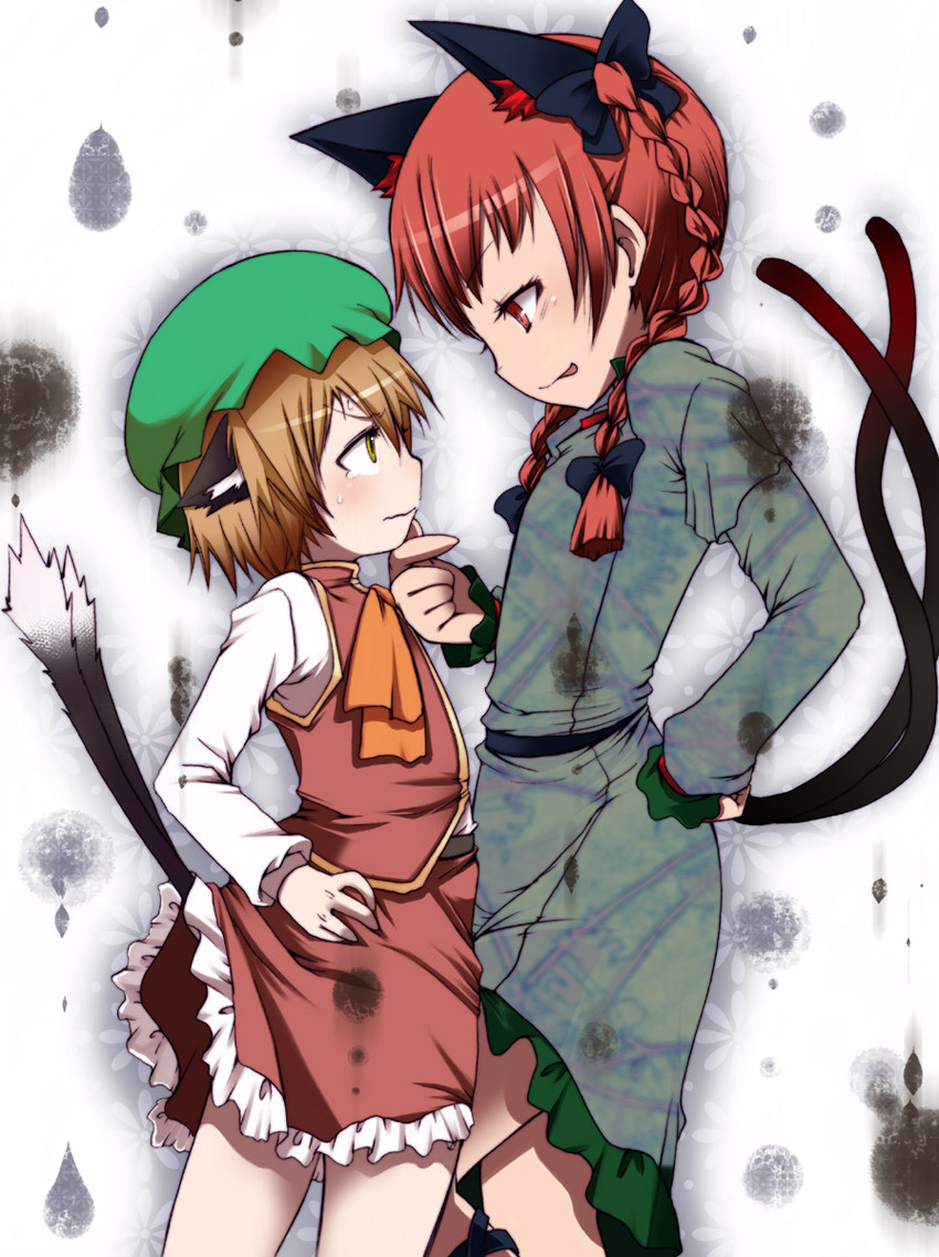 kaenbyou rin and chen (touhou) drawn by fujisaki_hikari