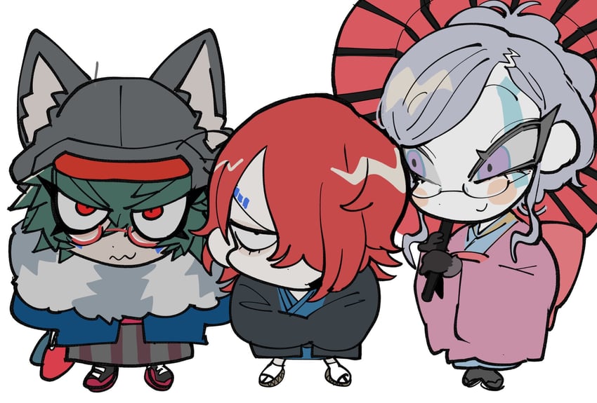 zilch alexander, yomi hellsmile, and martina electro (master detective archives: rain code) drawn by na_6