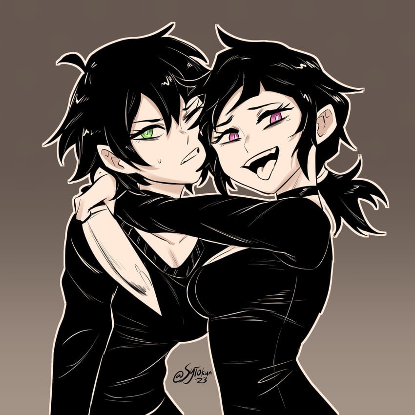 ashley graves and andrew graves (the coffin of andy and leyley) drawn by sytokun