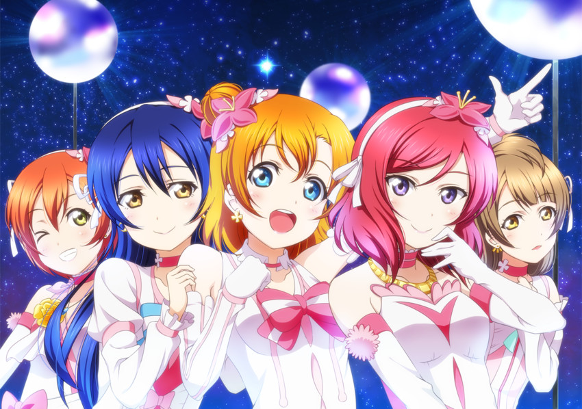 nishikino maki, sonoda umi, minami kotori, kosaka honoka, and hoshizora rin (love live! and 1 more) drawn by anibache