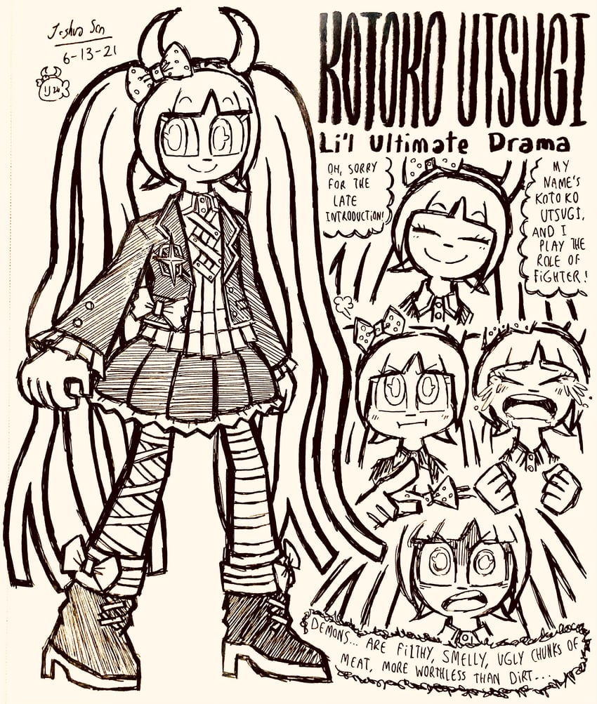 utsugi kotoko (danganronpa and 1 more) drawn by josh-s26