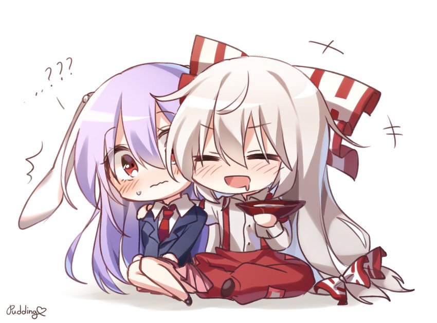 reisen udongein inaba and fujiwara no mokou (touhou and 1 more) drawn by pudding_(skymint_028)