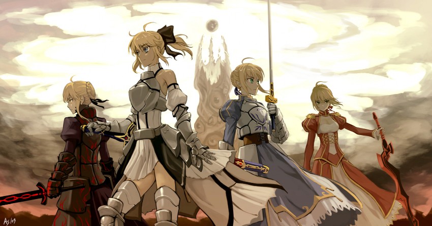 artoria pendragon, saber, nero claudius, saber alter, and saber lily (fate and 4 more) drawn by as109