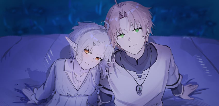 sylphiette and rudeus greyrat (mushoku tensei) drawn by es_limi