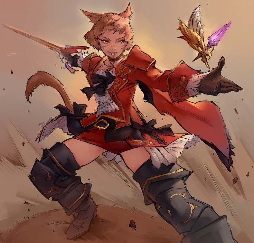warrior of light and red mage (final fantasy and 1 more) drawn by kenshin187