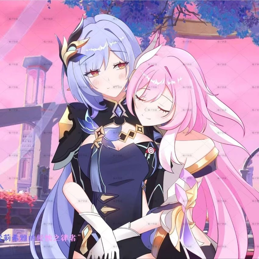 elysia and herrscher of corruption (honkai and 1 more) drawn by varjunduskuu