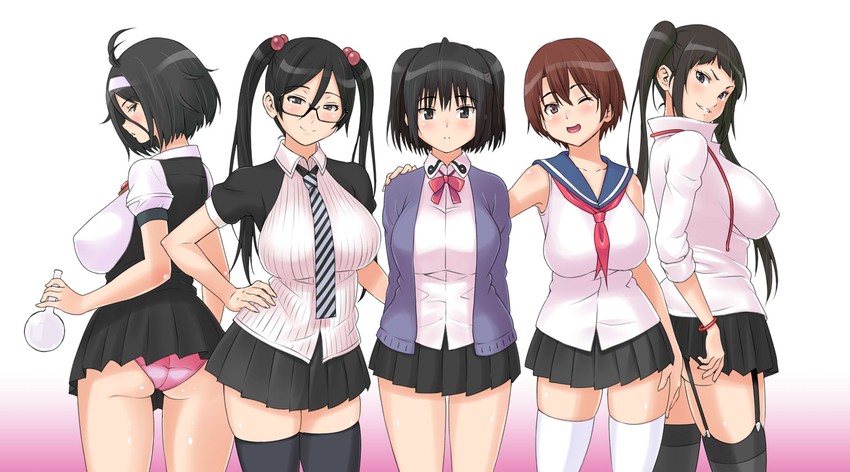 amorigawa kaiko, hagoromo wakaba, rikkoku agumi, nishikiori aoi, and otoguro miya (original) drawn by sanagi_torajirou