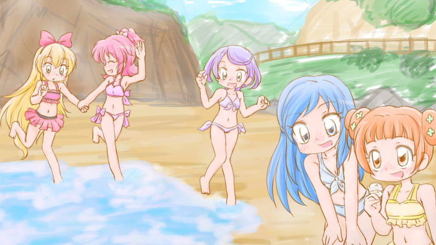 hishikawa rikka, aida mana, kenzaki makoto, yotsuba alice, and regina (precure and 1 more) drawn by yoshimi50
