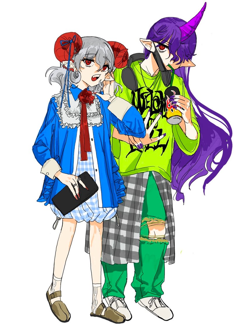 toutetsu yuuma and tenkajin chiyari (touhou) drawn by itou_(golem_inc)