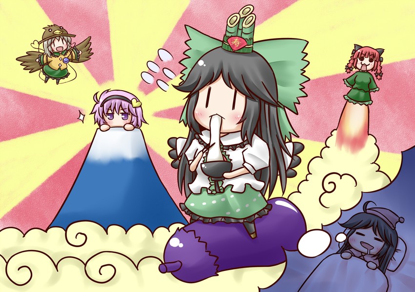 komeiji koishi, komeiji satori, kaenbyou rin, and reiuji utsuho (touhou) drawn by aonagi_ibane