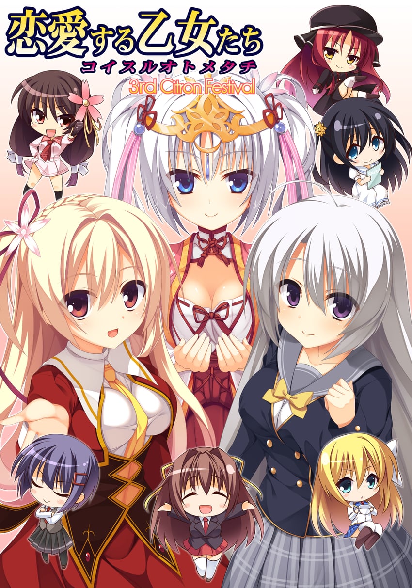 ayachi nene, yarai miu, tomotake yoshino, shirley warwick, kousaka chihaya, and 4 more (senren banka and 6 more) drawn by aria_(koiiroharemoyou)