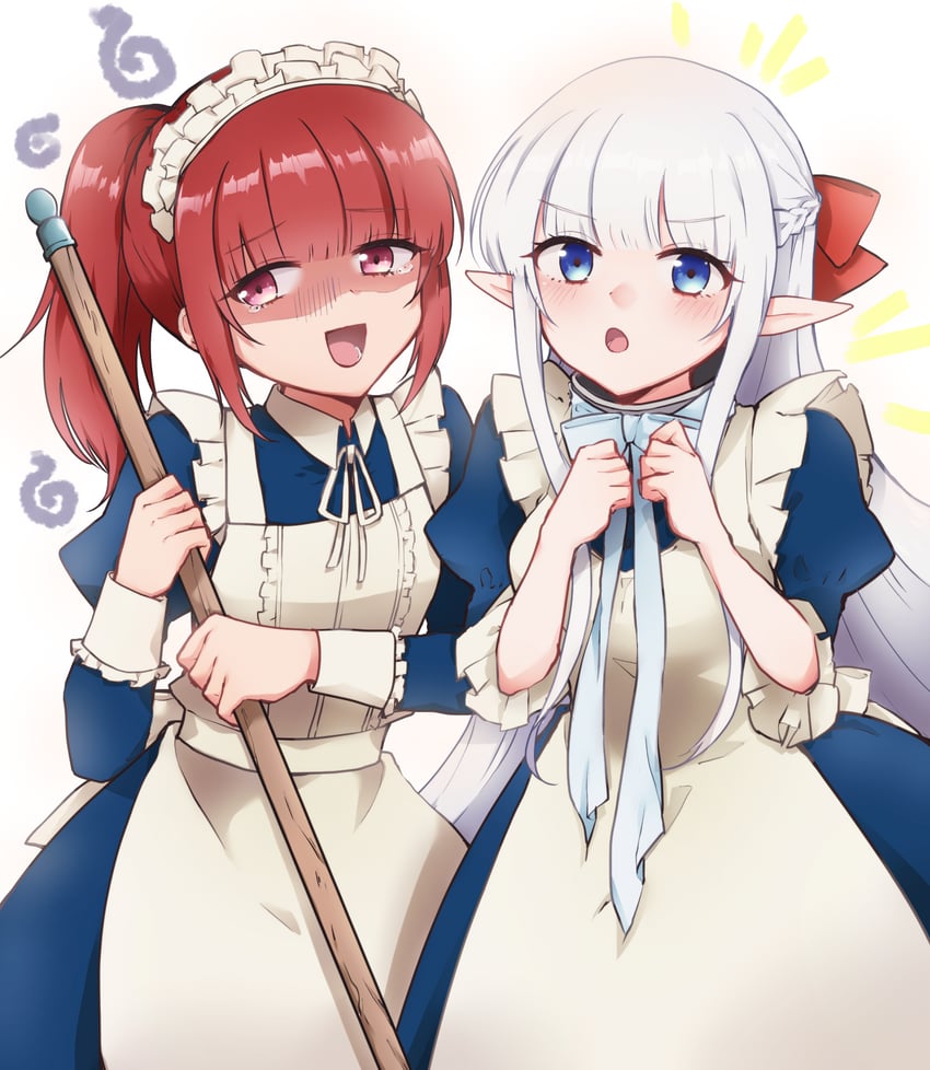 nephelia and chastille lilqvist (maou no ore ga dorei elf wo yome ni shitanda ga dou medereba ii?) drawn by nattumin12