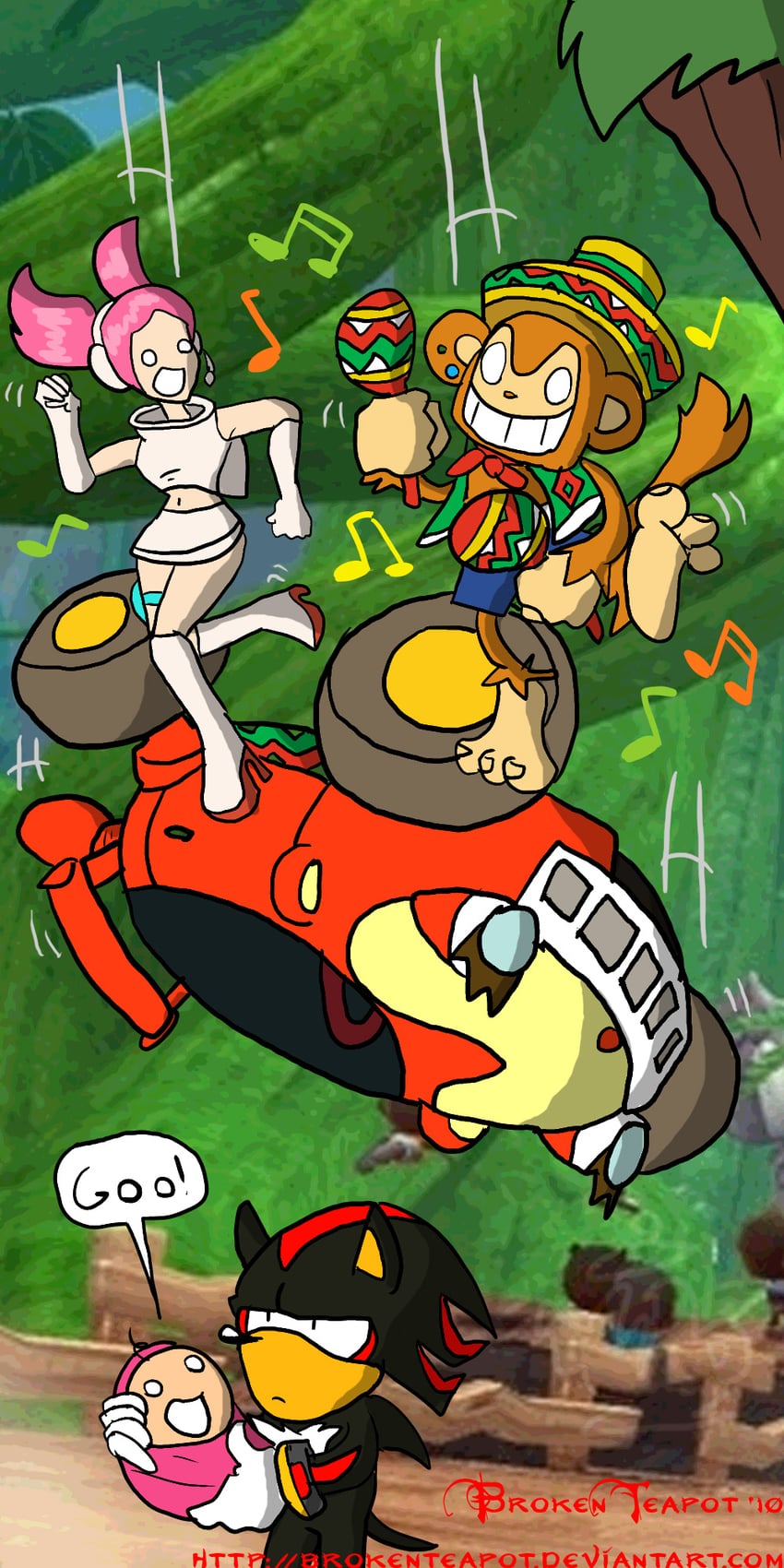 shadow the hedgehog, ulala, and amigo (sonic and 3 more) drawn by michael_j._larson