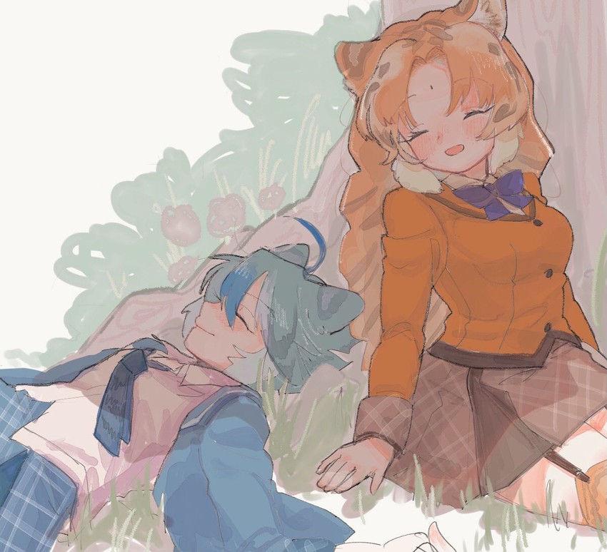 maltese tiger and golden tabby tiger (kemono friends) drawn by shimazoenohibi