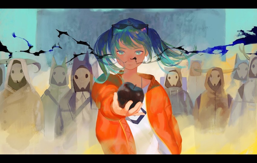 hatsune miku (vocaloid and 1 more) drawn by satomatoma
