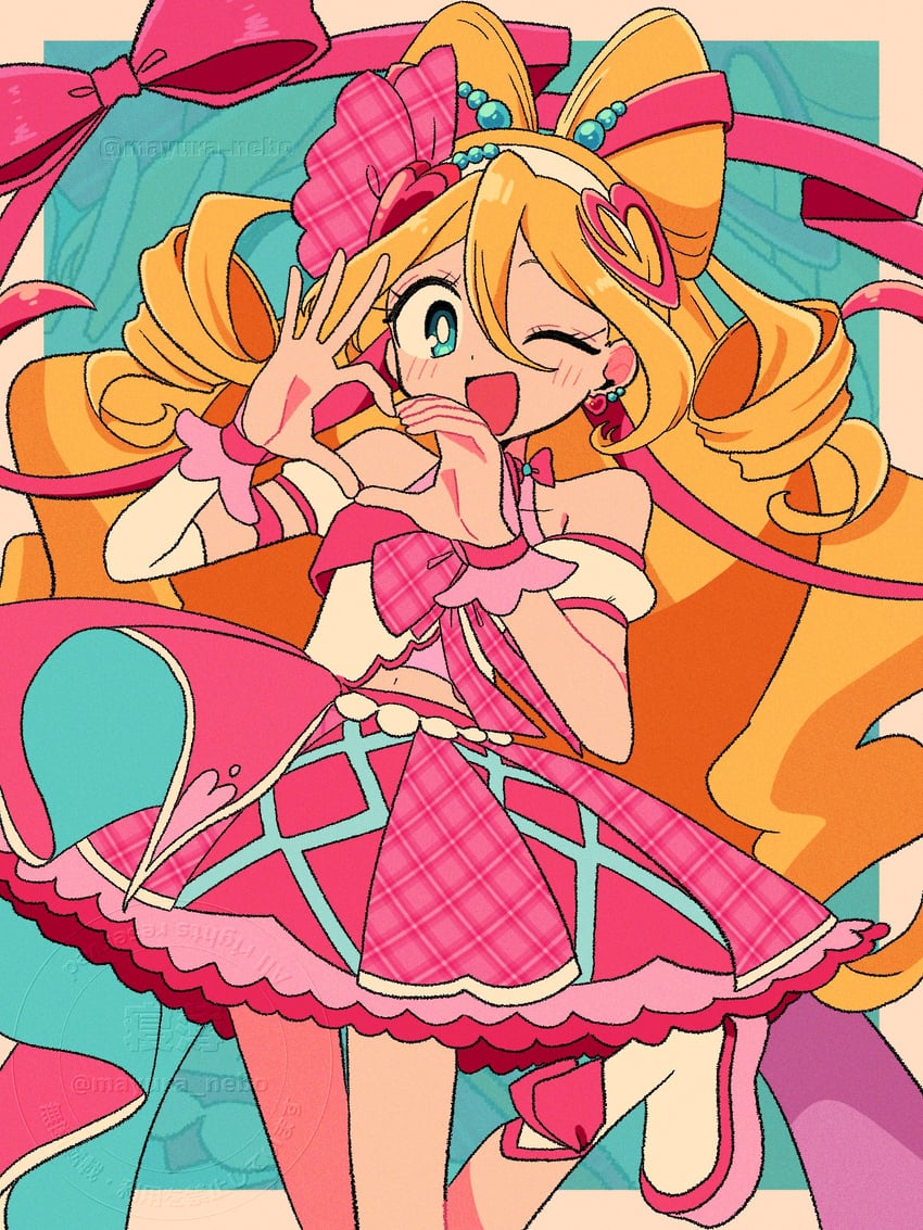 sakura uta and cure idol (precure and 1 more) drawn by mayura_nebo