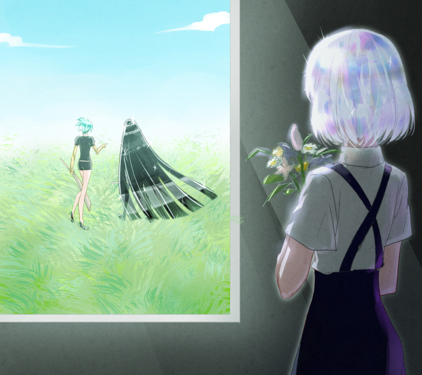 phosphophyllite, diamond, and bort (houseki no kuni) drawn by umetofu
