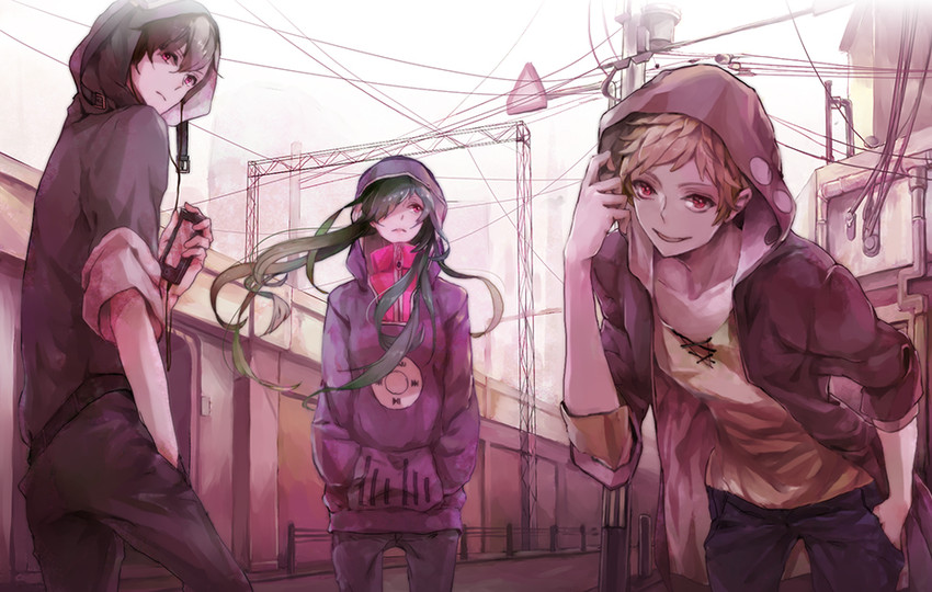 kido tsubomi, kano shuuya, and seto kousuke (kagerou project) drawn by hina_(xoxo)