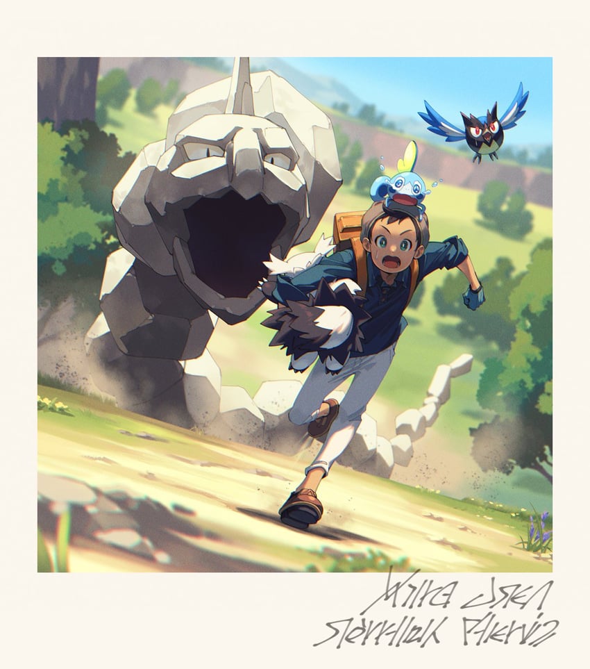 sobble, victor, onix, galarian zigzagoon, and rookidee (pokemon and 1 more) drawn by cocodar
